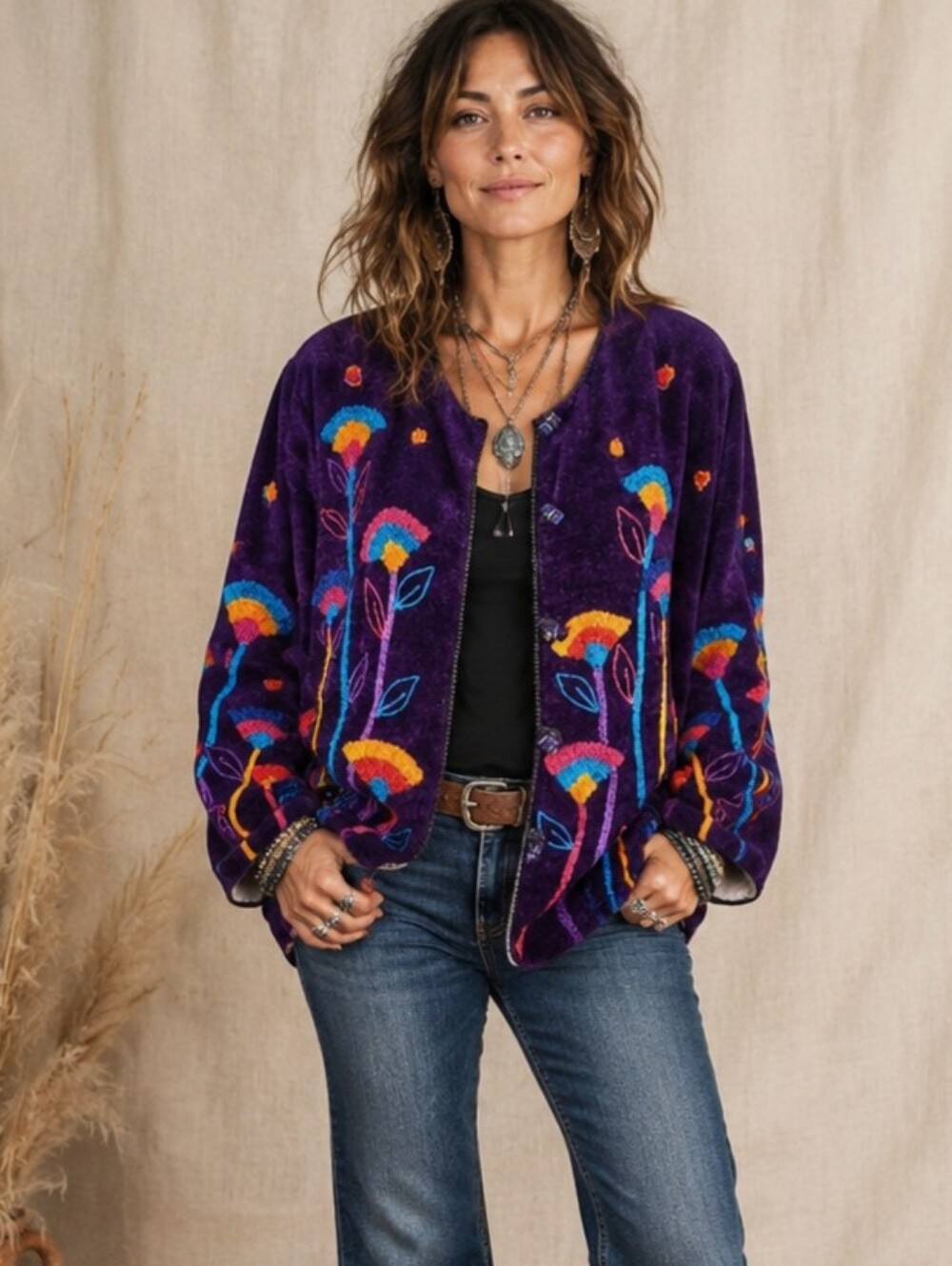 Indigo Moon Chenille Embroidered Jacket Medium